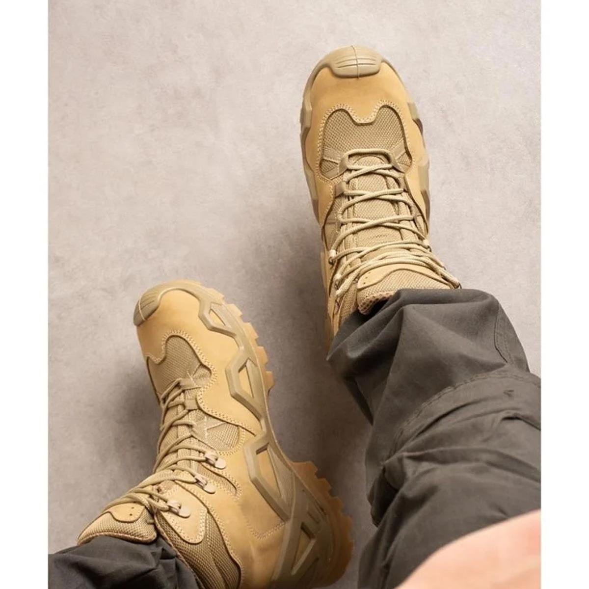 Single Sword Waterproof Nubuk Deri Kısa Polis Asker Bot Çöl Rengi