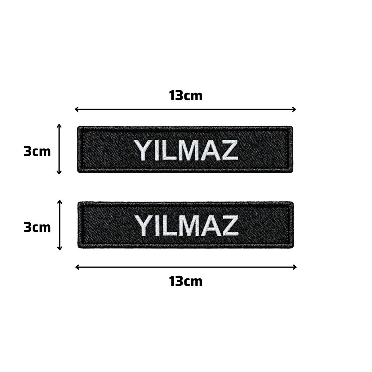 Siyah Nakışlı İsimlik 2 Adet - Kişiye Özel Cırtlı İsim Soyisim Patch