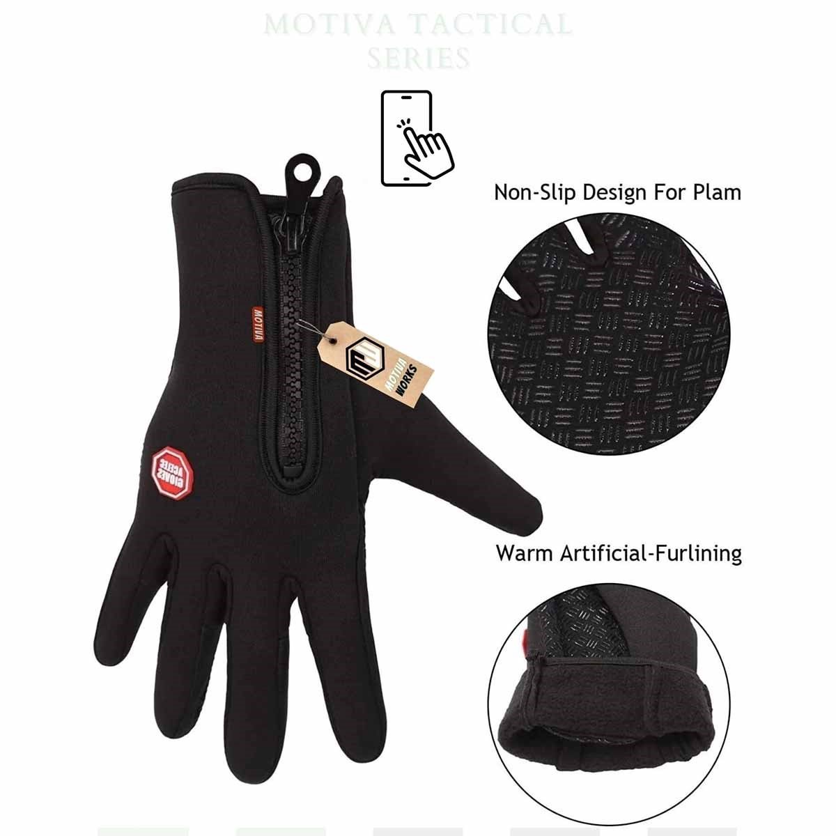 Softshell Motosiklet Eldiveni Kışlık Rüzgar Geçirmez Dokunmatik Kaymaz Siyah
