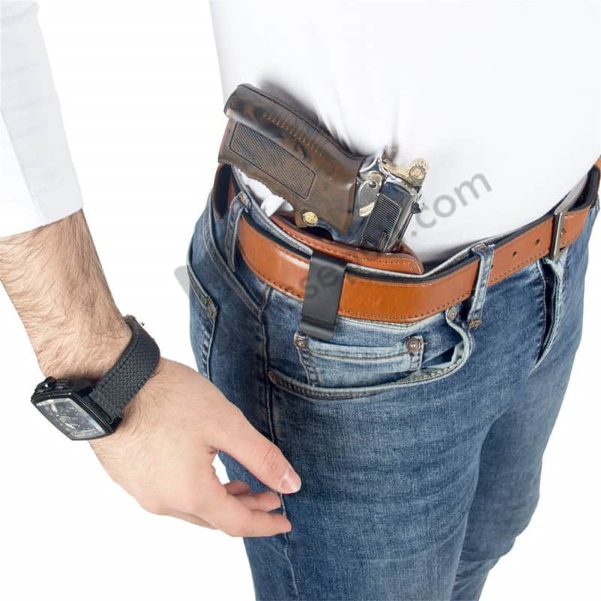 Airsoft Silah Kılıfı Universal Tüm Tabancalar İçin İç Ve Dış Taşıma Sağ-Sol Deri Maşalı Taba-3