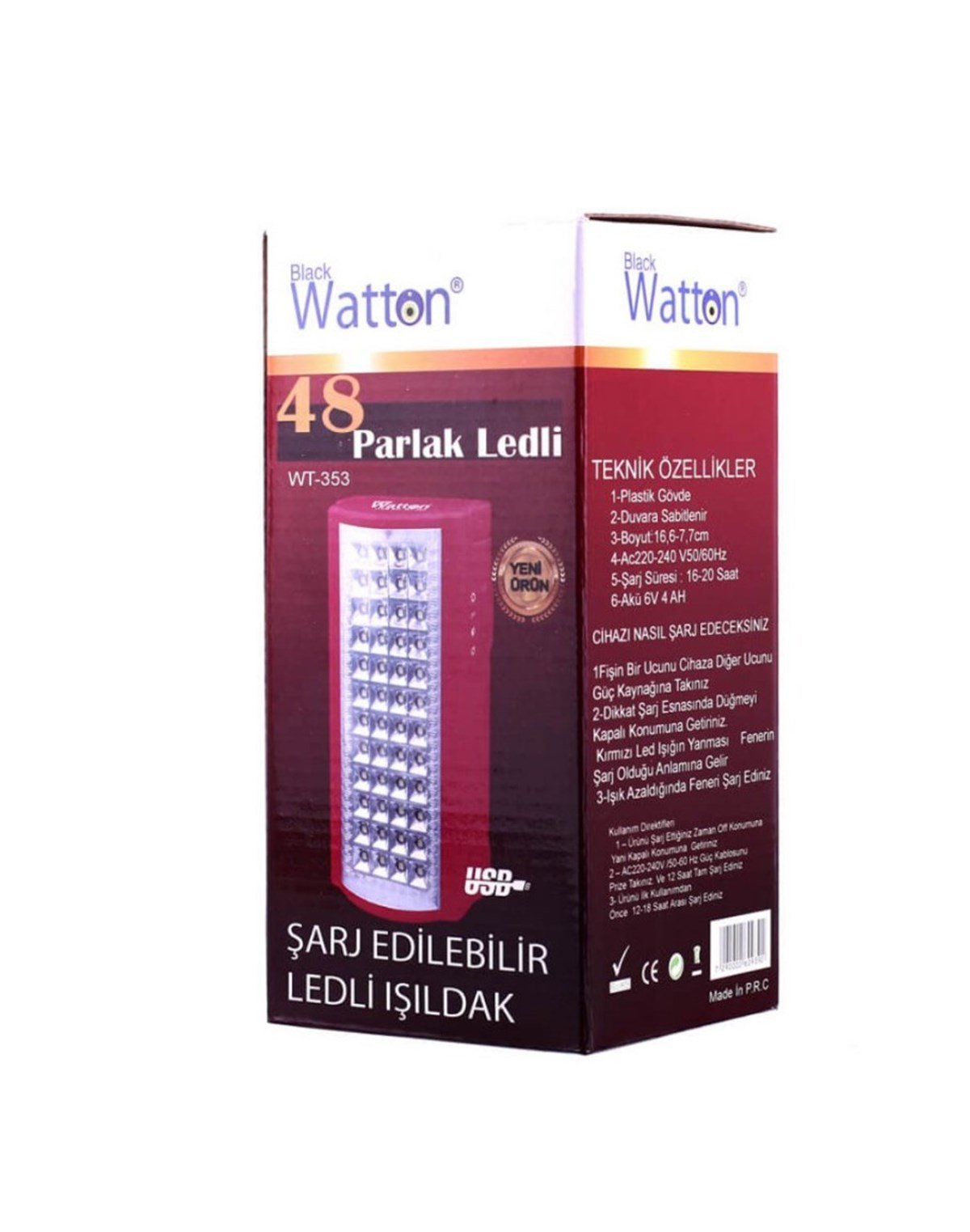 Watton Ledli Şarj Edilebilir Işıldak Wt-353