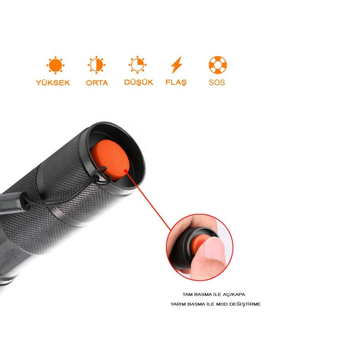 Watton Ultra Güçlü Şarjlı El Feneri 500 Metreye Kadar WT-023