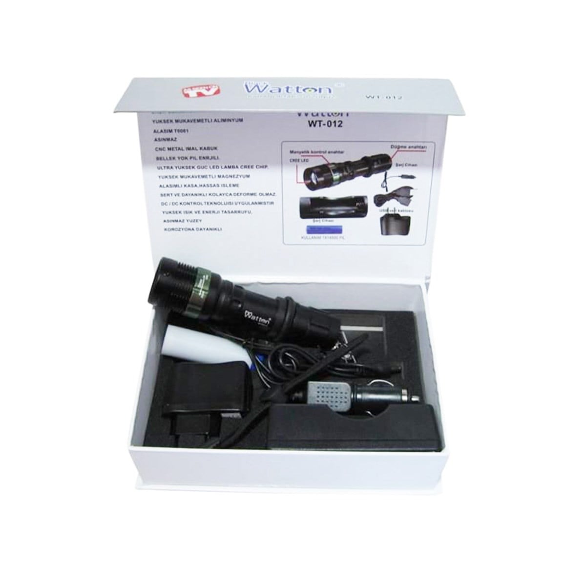 Watton Zoomlu Oto Şarjlı El Feneri WT-012