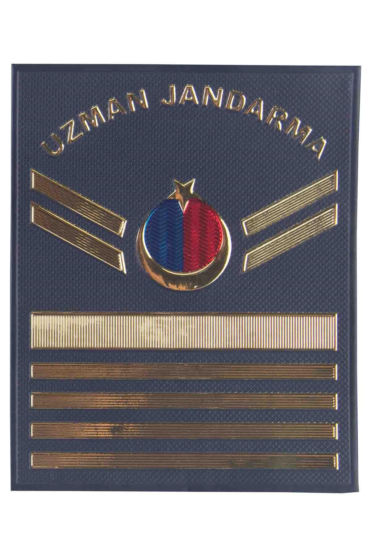 Yeni Nesil 3 Boyutlu Plastik Uzman Jandarma Çavuş Rütbesi Cırtlı Lacivert