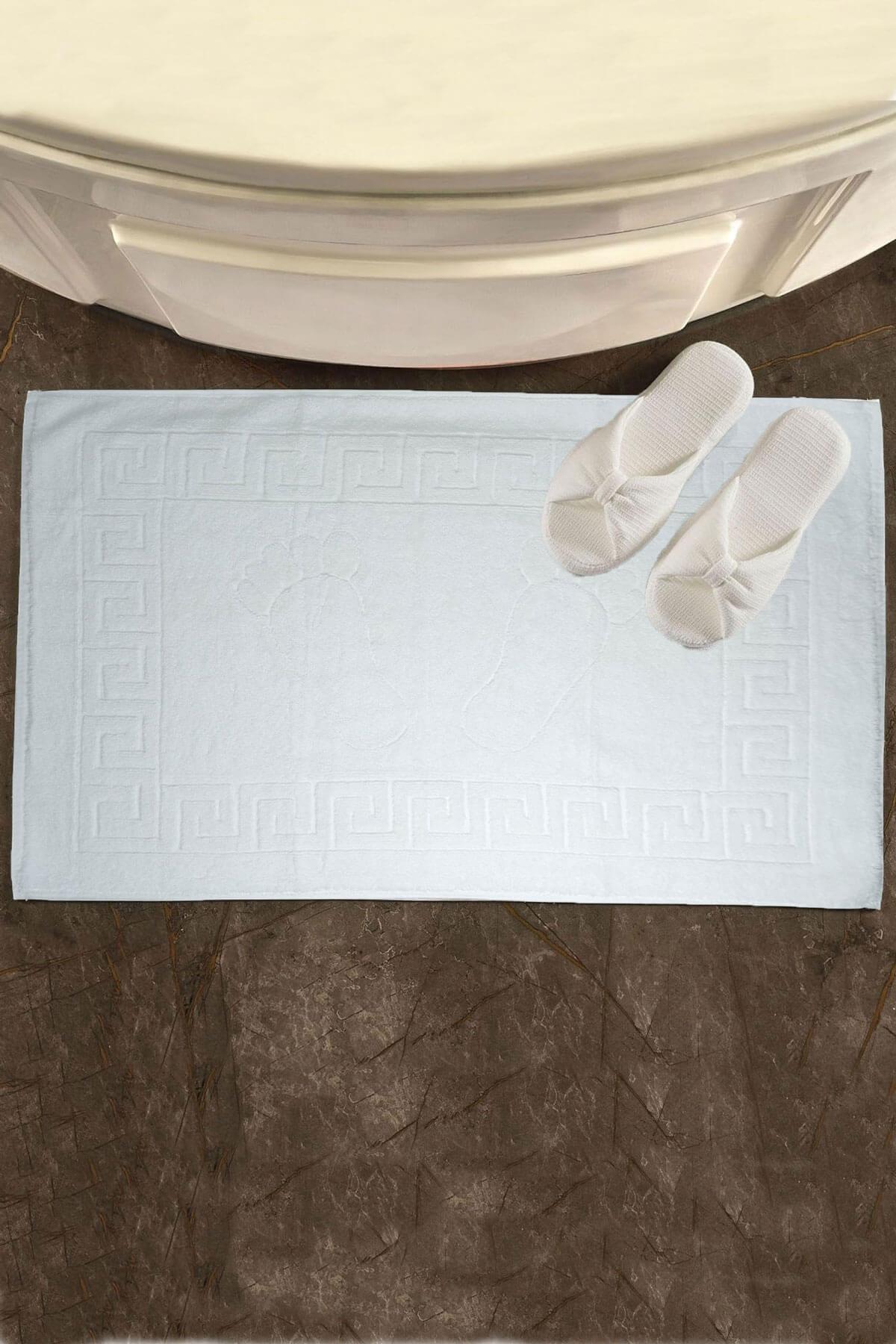 10 lu Otel Ayak Havlusu Bukle Ayak İzli 50x70 Cm Beyaz 16/2 Avs 250 Gr