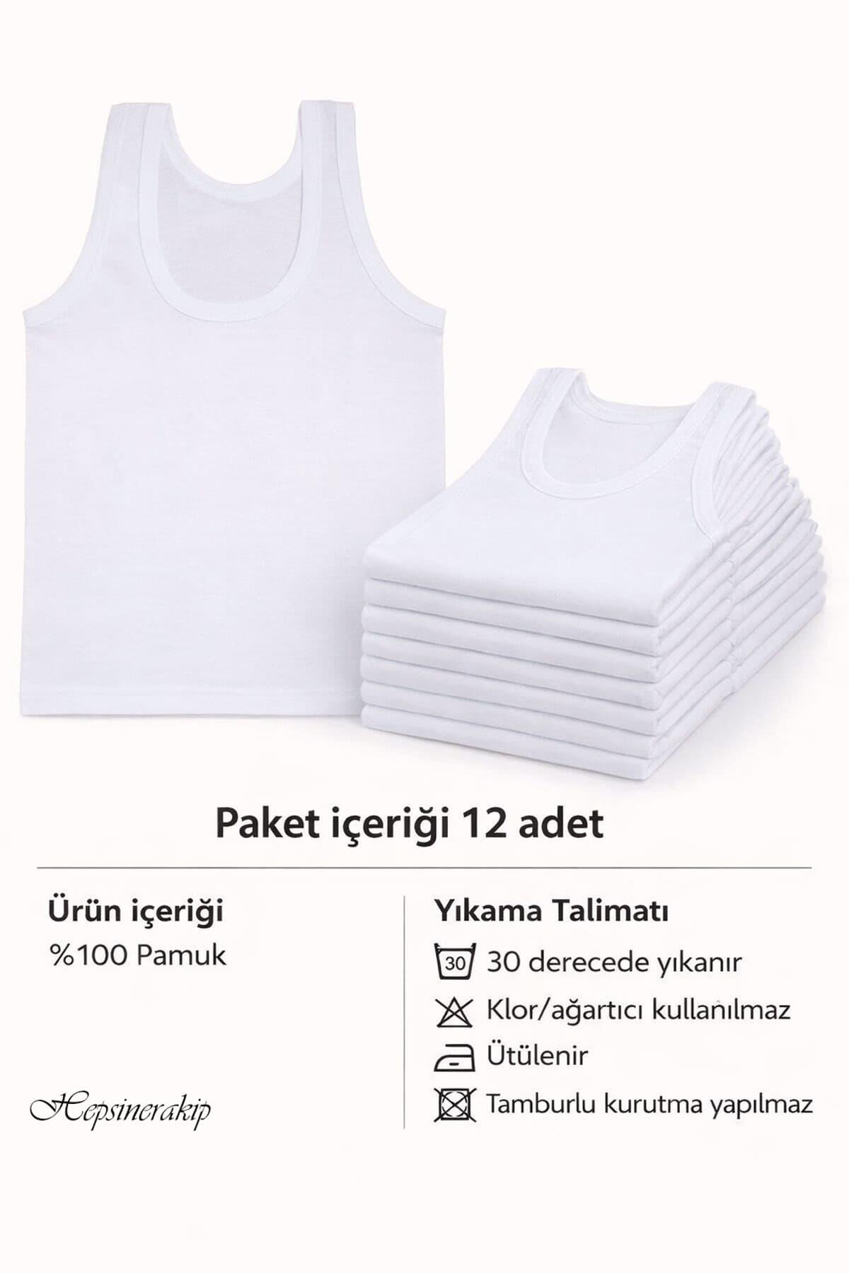 12lı Erkek Çocuk Klasik Askılı Pamuklu Penye Atlet Ekonomik Fanila