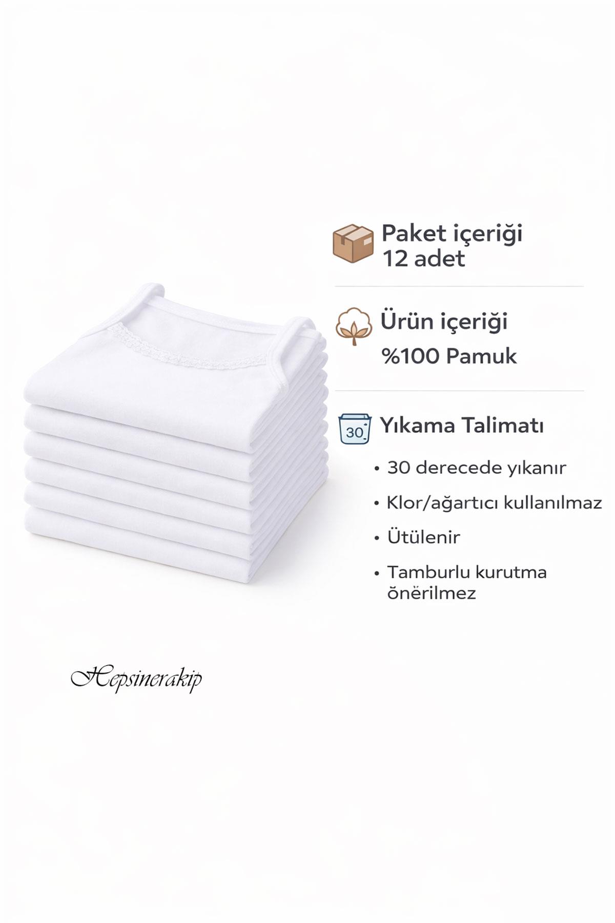 12li Kız Çocuk İp Askılı Papatya Yaka Atlet Pamuklu Fanila