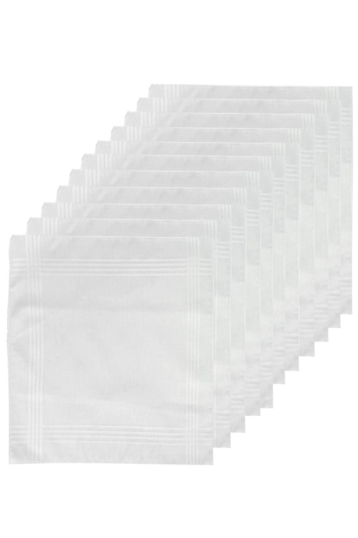 12li Paket Klasik Cep Hediyelik Bayram Mendili %100 Pamuklu 30x30 Cm