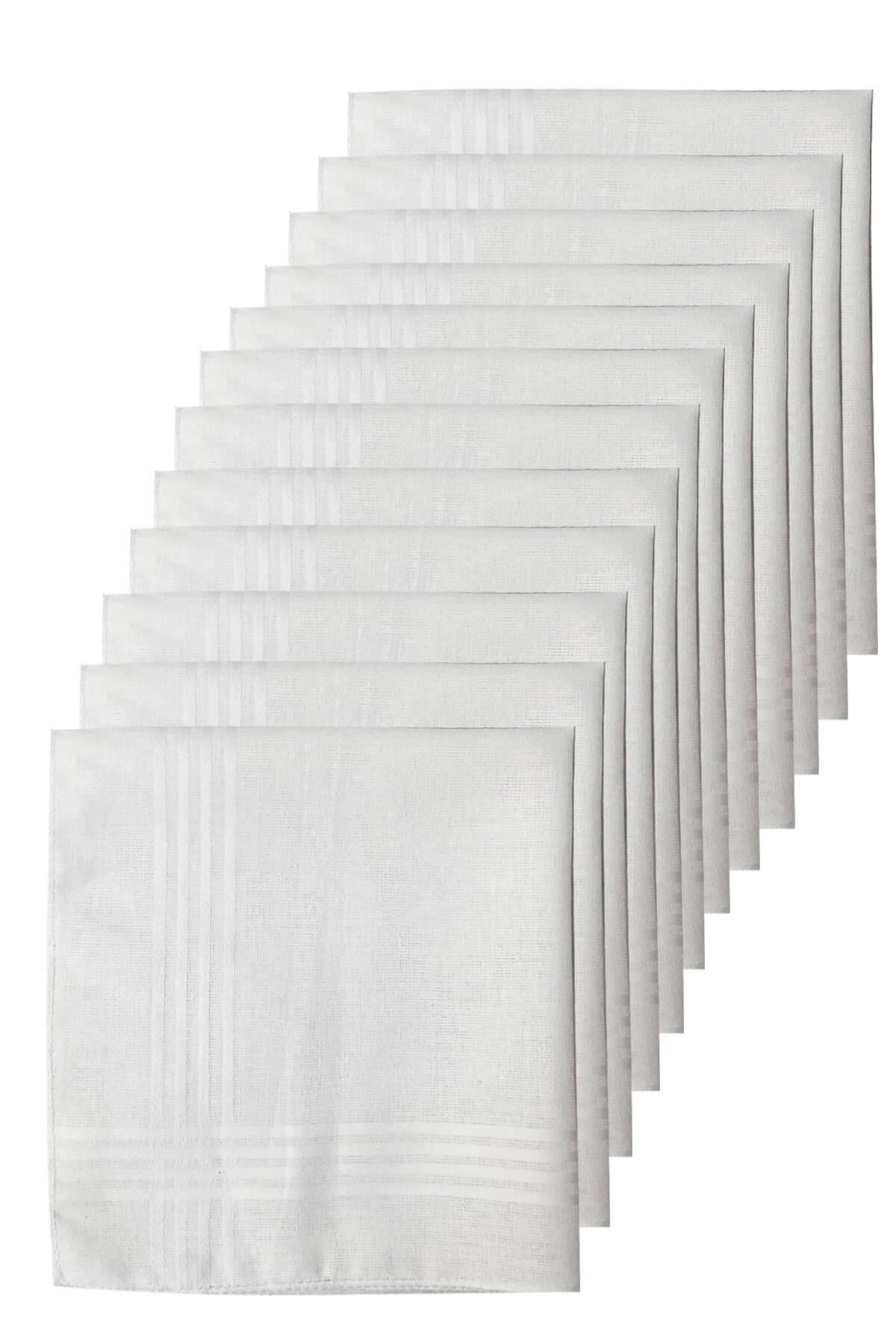 12li Paket Klasik Cep Hediyelik Bayram Mendili %100 Pamuklu 30x30 Cm