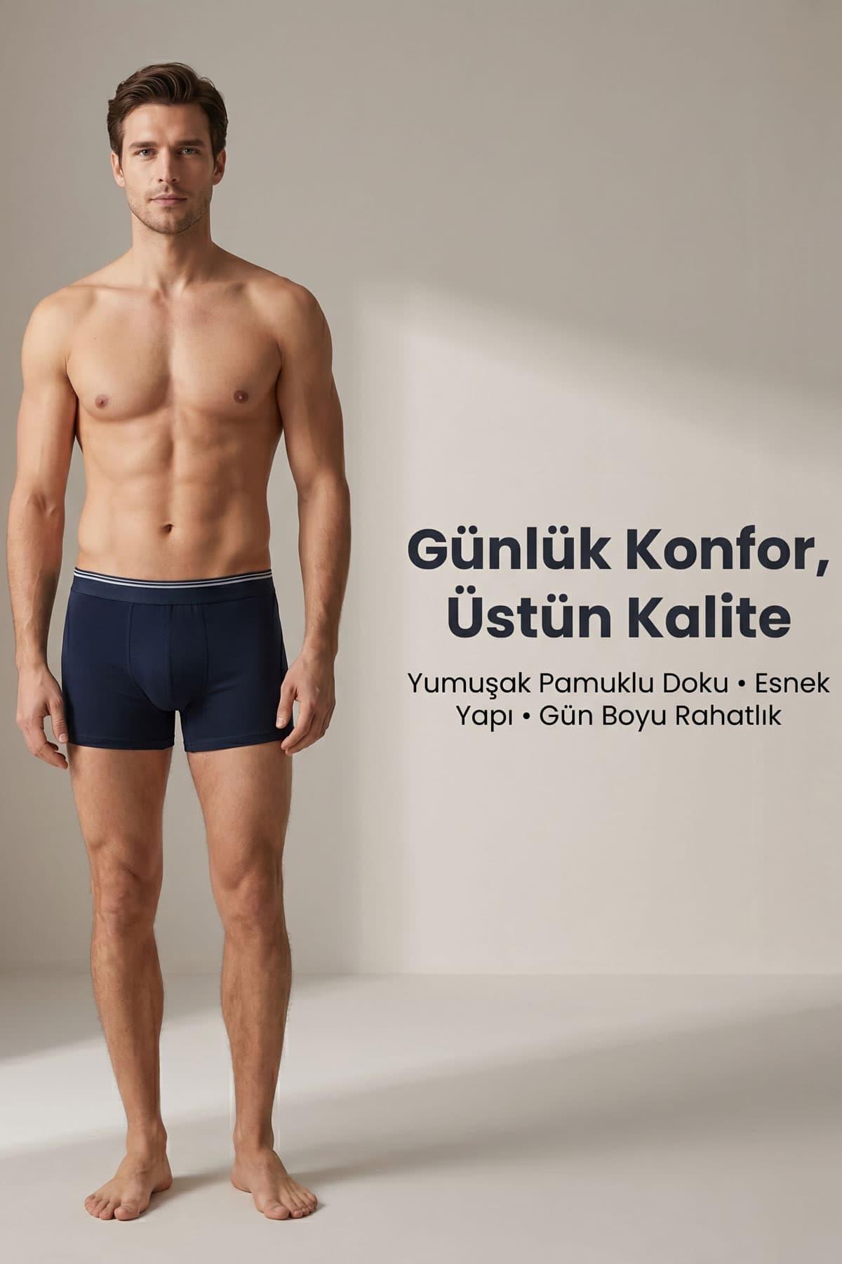 3'lü Berrak İç Giyim 1097 Erkek Pamuklu Likralı Boxer