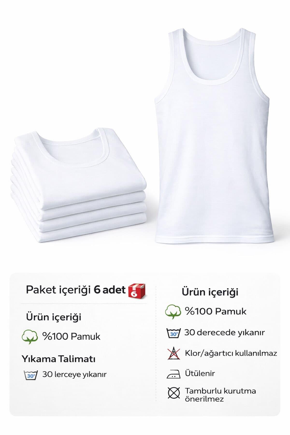 6 lı Gümüş İç Giyim Erkek Askılı Pamuklu Penye Atlet 3001