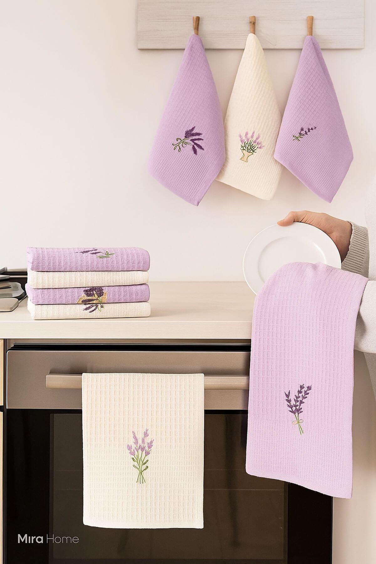 6 Parça Mutfak Kurulama Bezi 30 X 50 Cm Lavender Flower