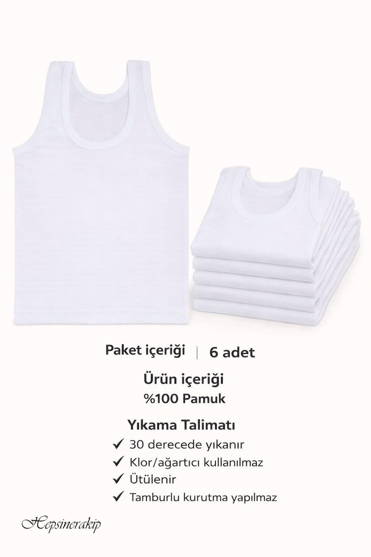 6lı Erkek Çocuk Klasik Askılı Pamuklu Penye Atlet Ekonomik Fanila