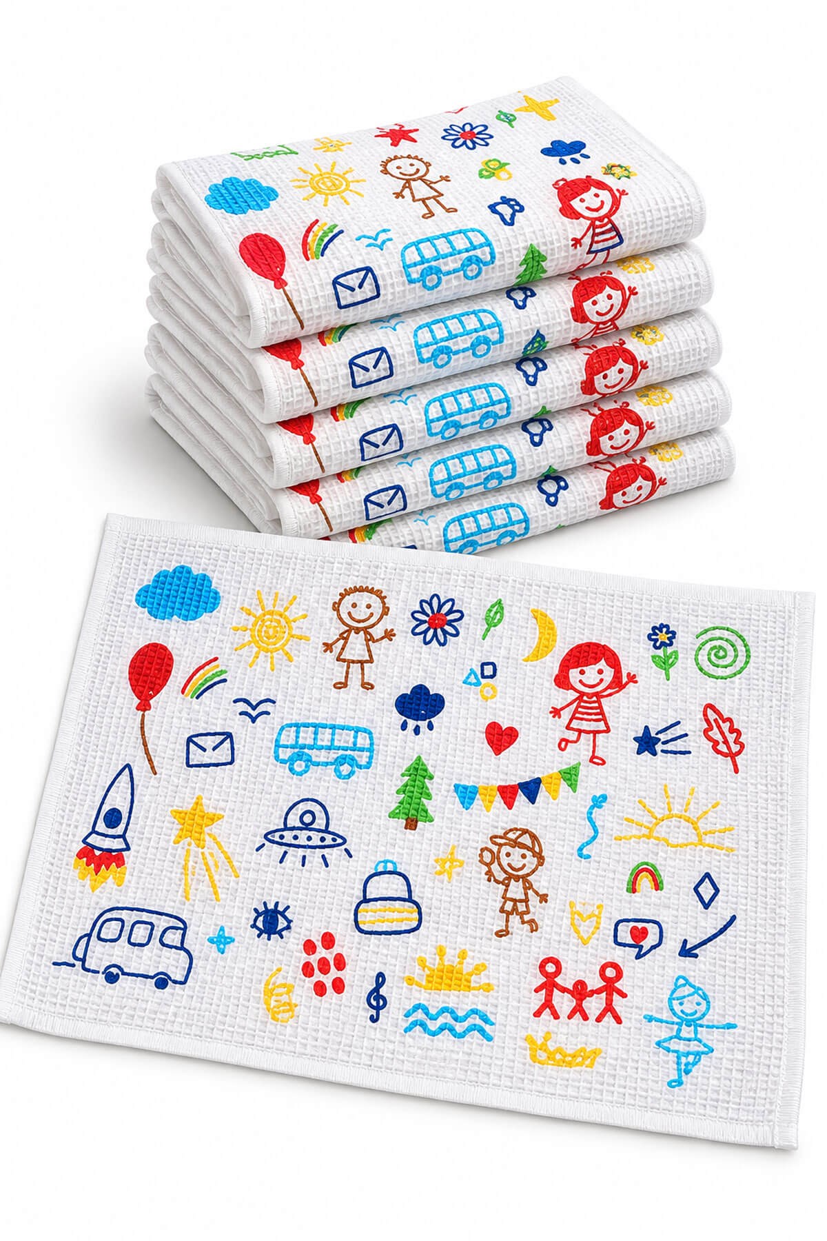 6'lı Okul Beslenme Örtüsü 35x50 cm Pamuklu Yıkanabilir Happykids