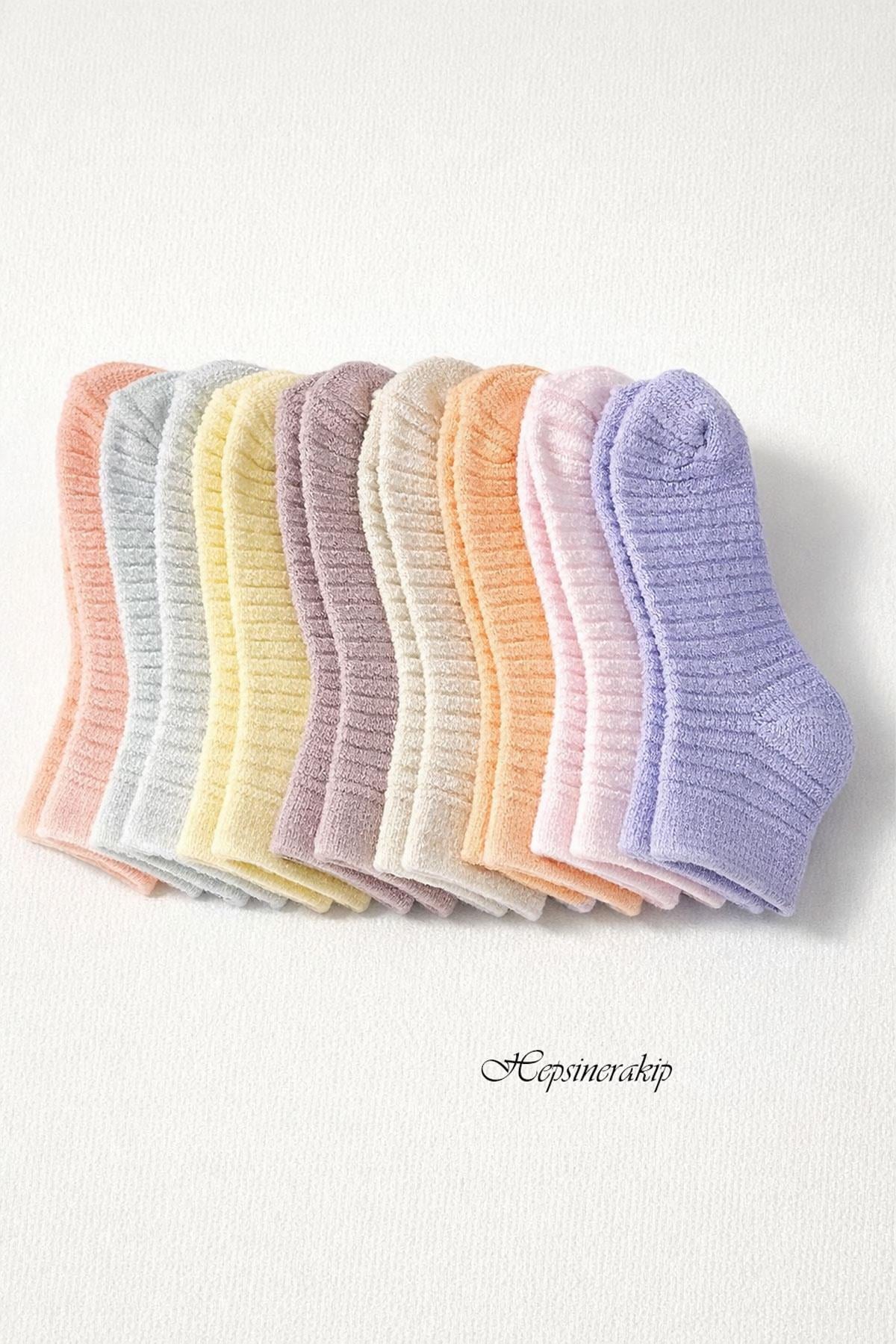 8li Kadın Unisex Ters Havlu Çorap Kısa Patik Kışlık Pamuklu Yumuşak