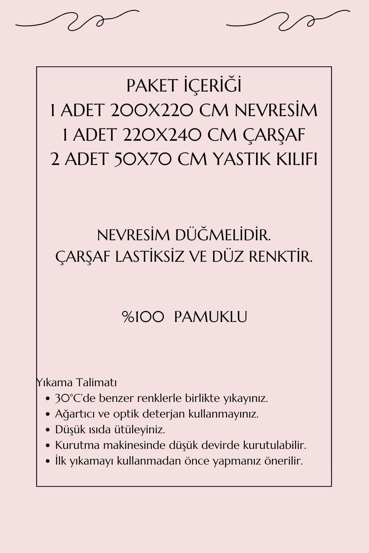 Çift Kişilik Ranforce Nevresim Takımı %100 Pamuklu Tuğba