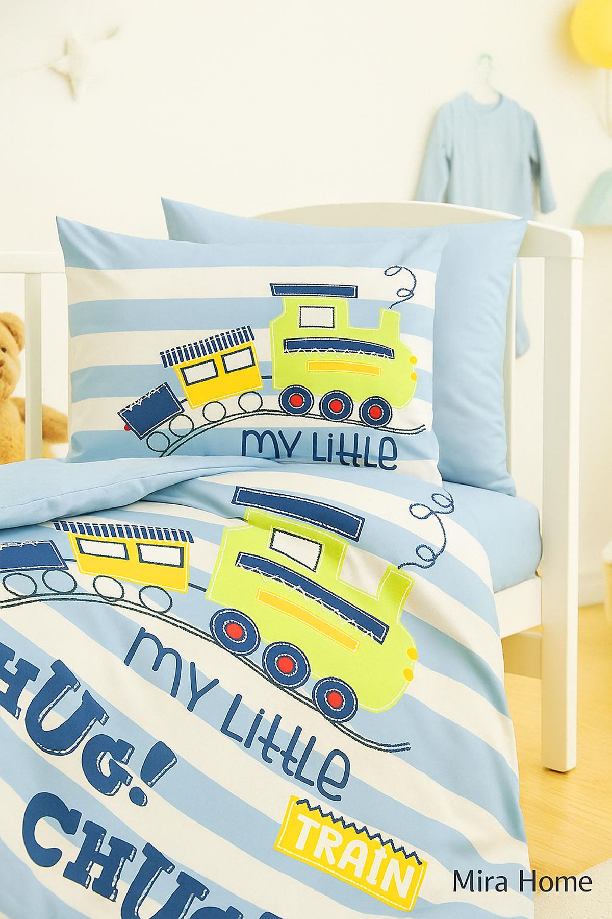 Dijital Baskılı 3d Pamuklu Yenidoğan Bebek Nevresim Takımı My Little Train