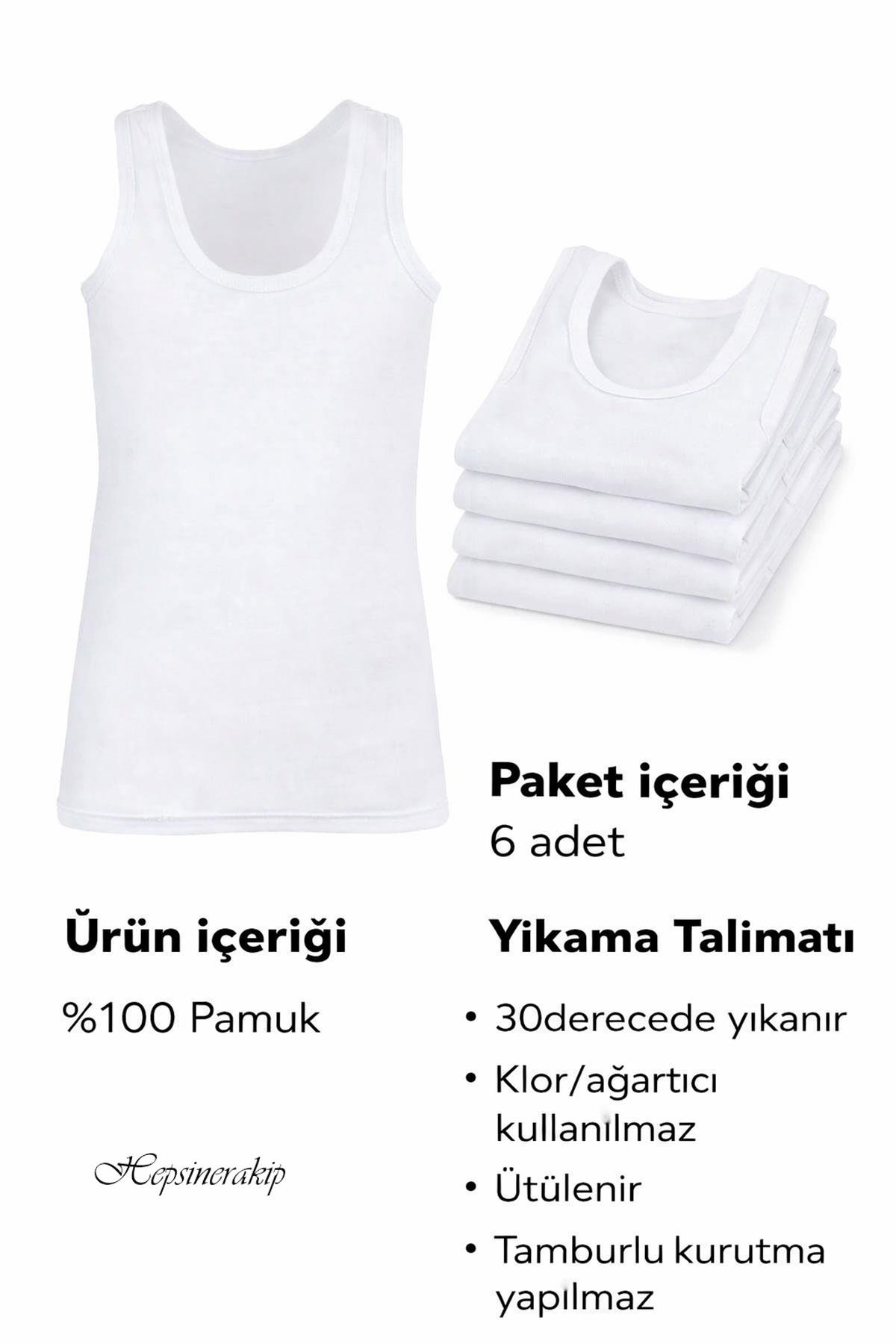 Gümüş İç Giyim Erkek Çocuk Penye Askılı Pamuklu Atlet 6 lı Paket