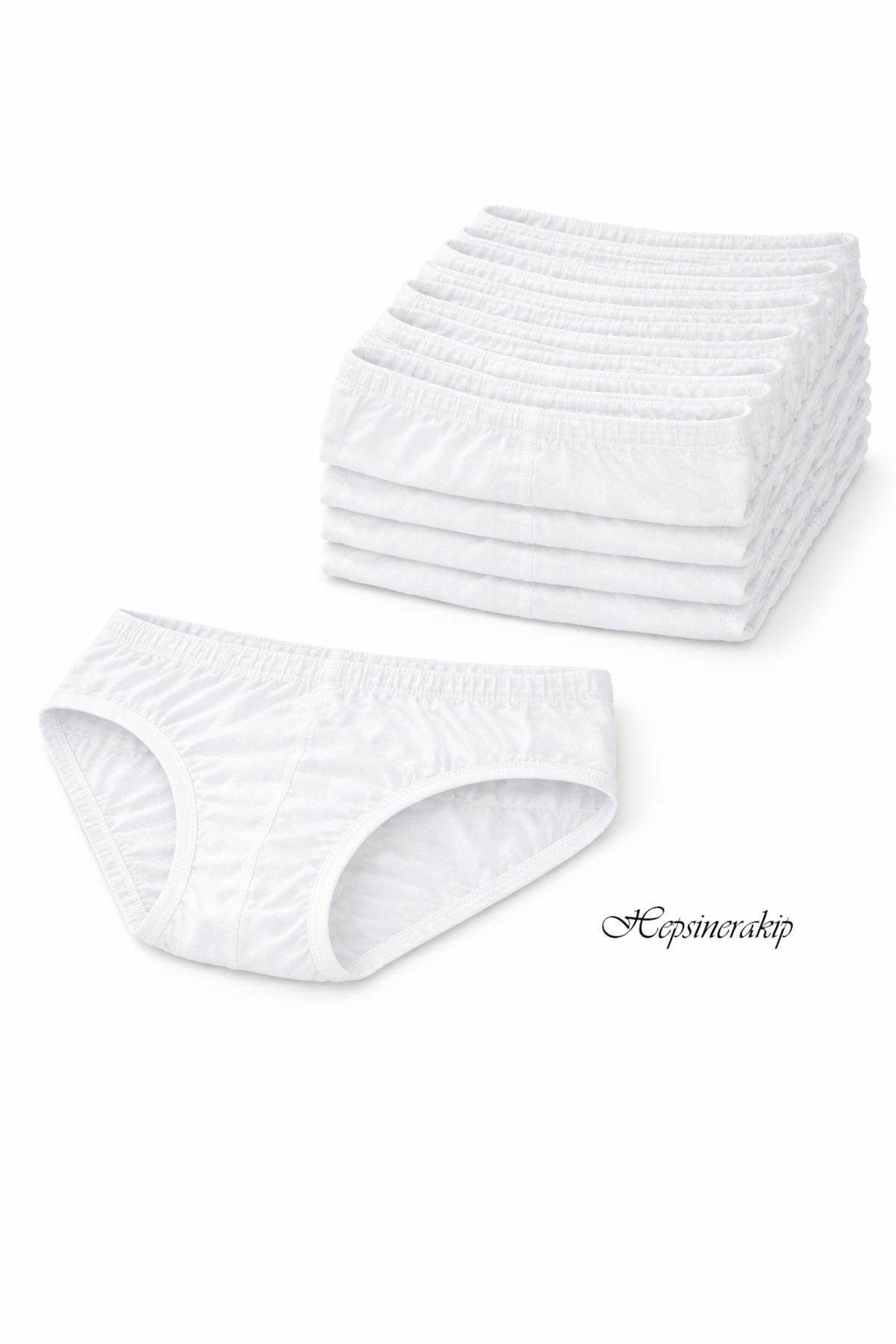 Seher Erkek Çocuk Beyaz Slip Külot 12'li Paket %100 Pamuk SEC0037