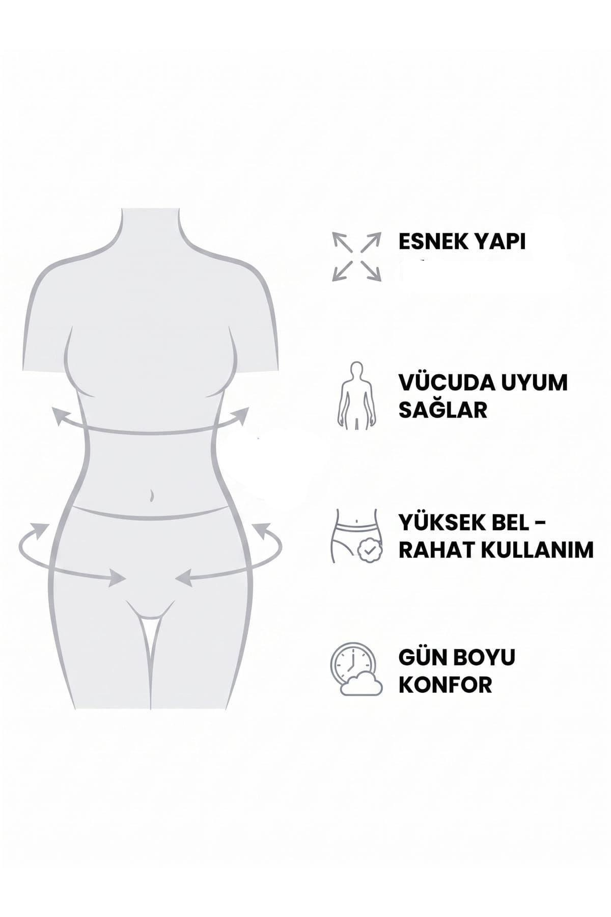 Seher İç Giyim 6lı Kadın Pamuklu Empirme Külot Yüksek Bel Bato