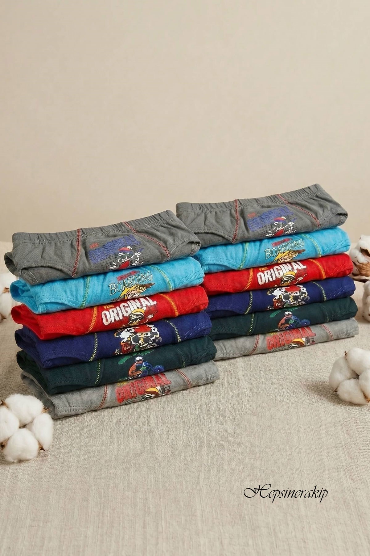 Tutku 12'li Paket Erkek Çocuk Baskılı Elastan Kom Külot TEC0138