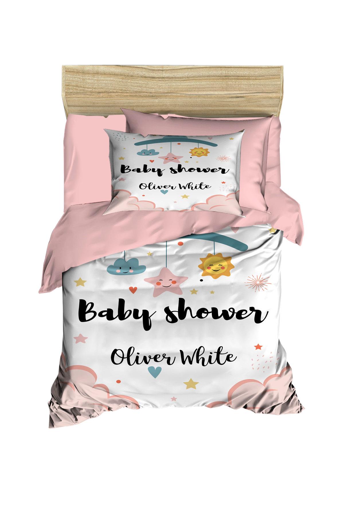 Yenidoğan Kız Bebek Nevresim Takımı 3D Pamuklu  Baby Shower White