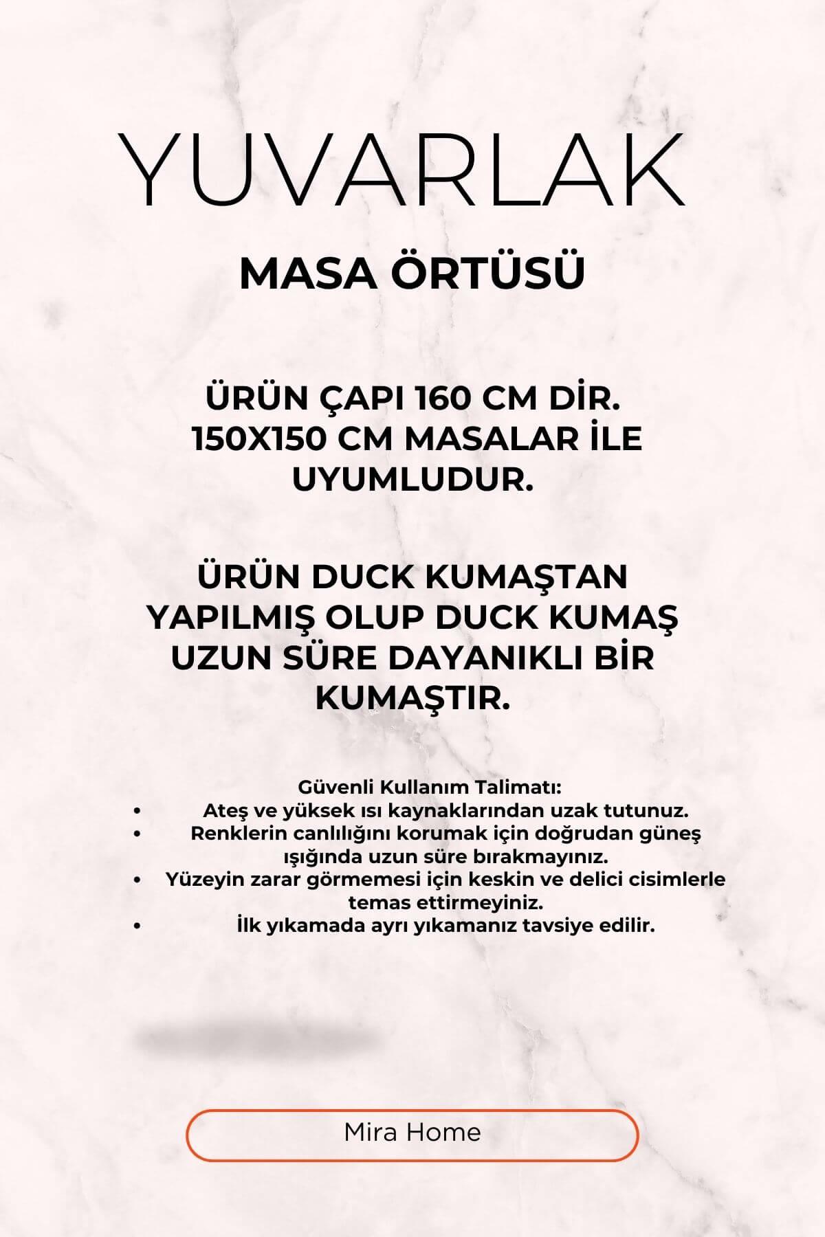 Yuvarlak Çiçek Desenli Duck Kumaş Masa Örtüsü 150x150 Cm 