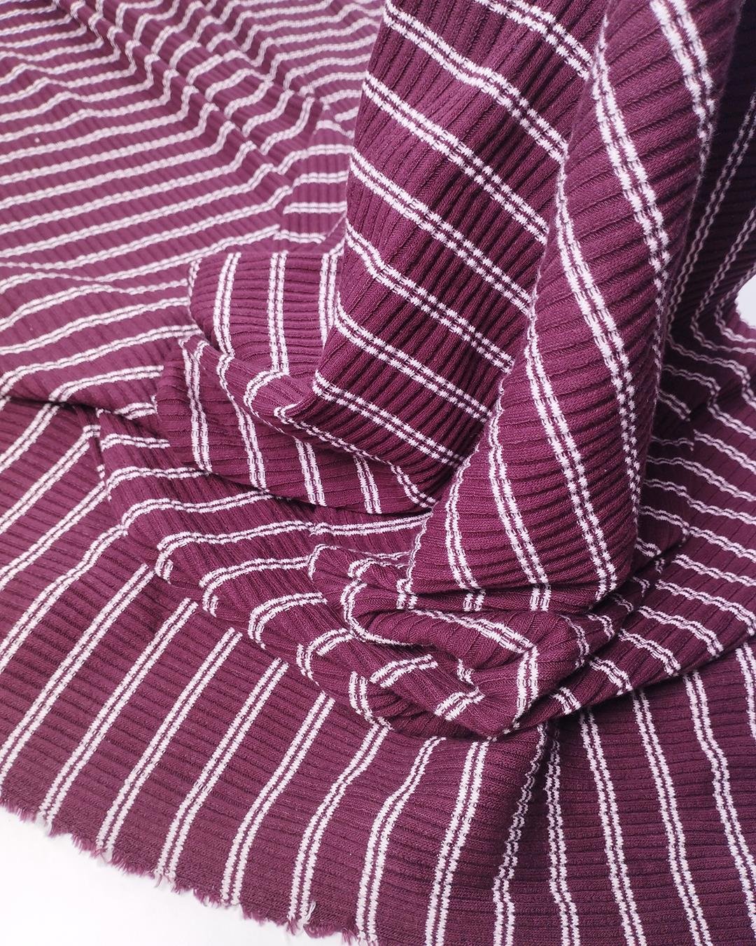 Bordo Beyaz Kaşkorse Örme Kumaş Esnek Yumuşak Saran Bodylik & Bluzluk En: 100cm