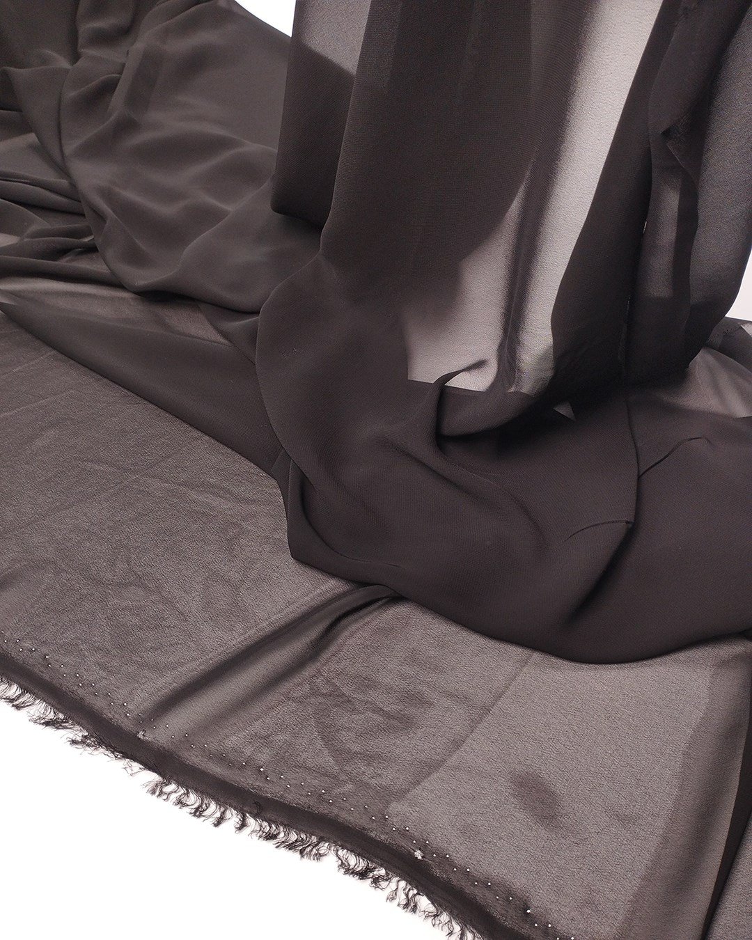 Siyah Şifon Kumaş İnce Hafif Dökümlü Abiyelik & Bluzluk En: 140cm