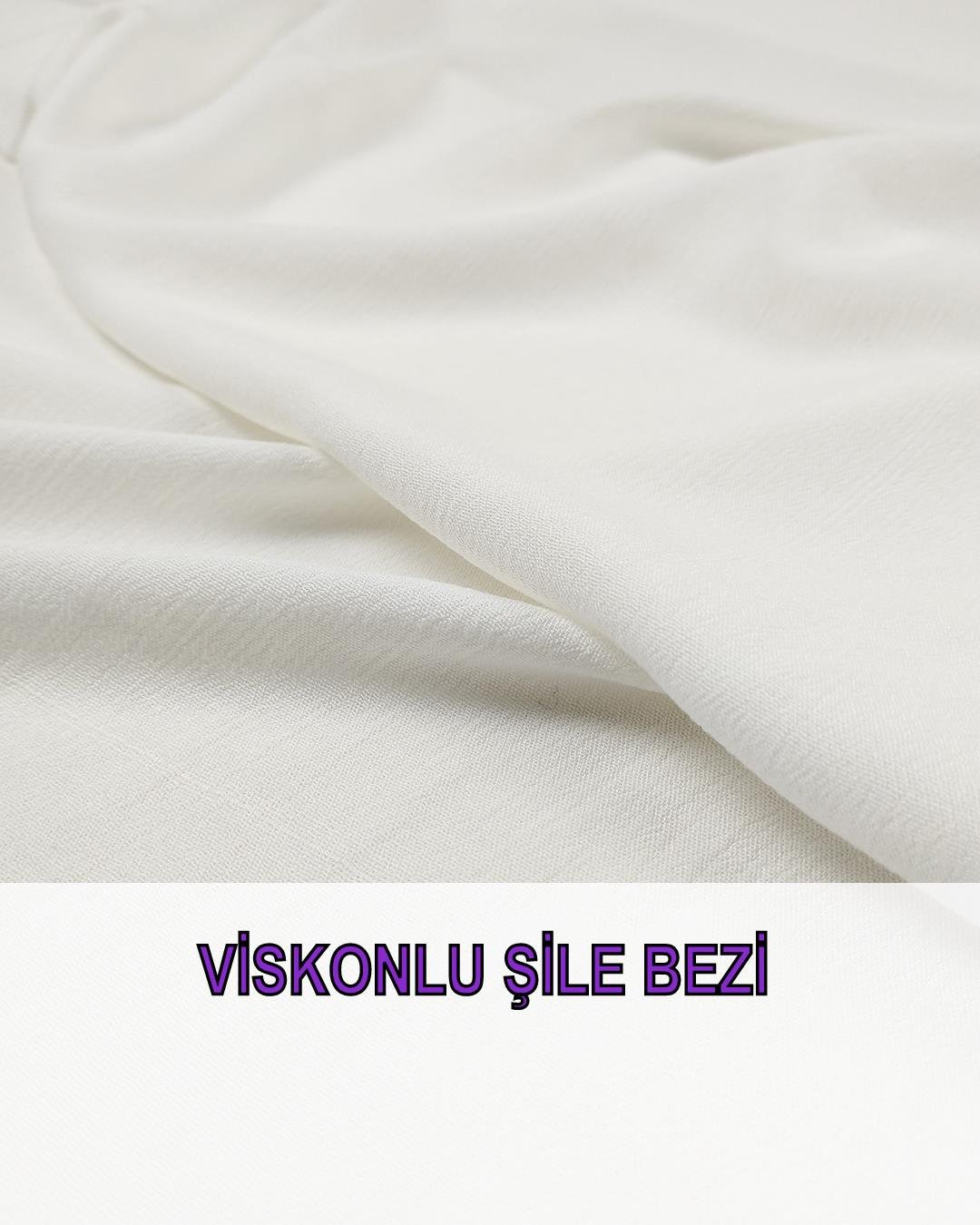 Ekru Renkte Bürümcüklü Viskon (En  130 cm x Boy  190 cm)