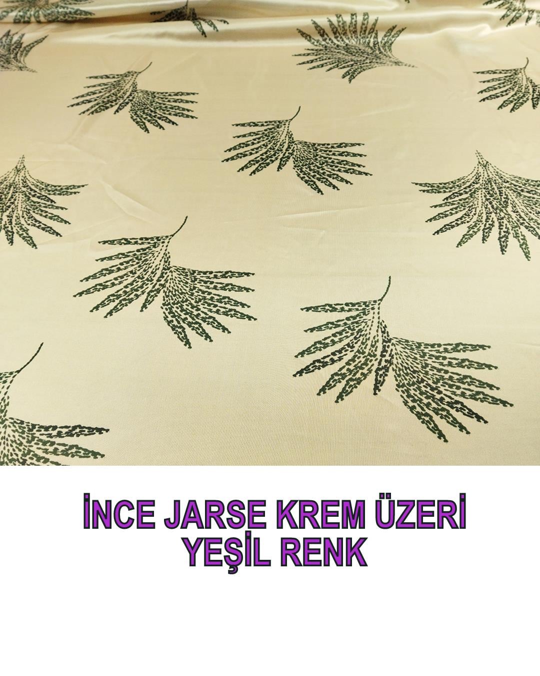 İnce Jarse Krem Üzeri Yeşil Renkte (En 150cm x Boy 175 cm)