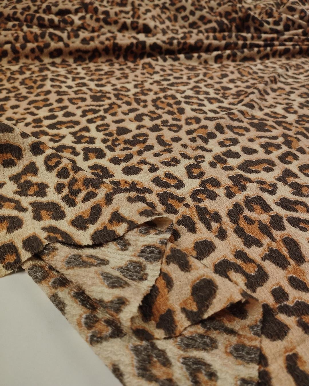 Kahve Turuncu Leopar Desen Bürümcüklü Jarse (En 160 cm x Boy 290 cm)