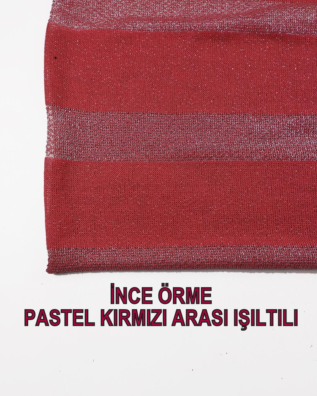 Kırmızı Lame İnce ÖrmeEn: 180 cm