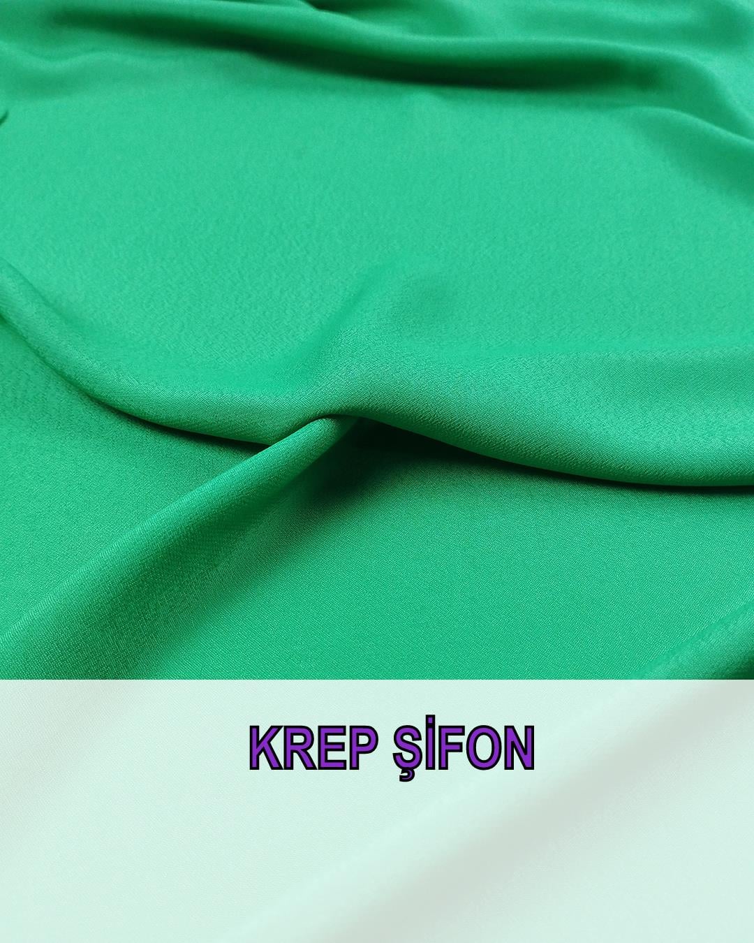 Krep Şifon Canlı Yeşil Renkte (En 150 cm x Boy 260 cm)