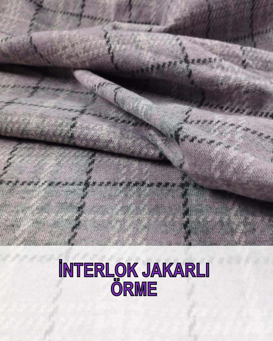 Lila Gri Renklerde Jakarlı Örme En: 150 