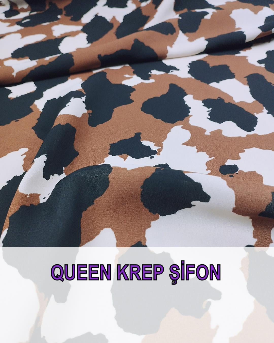 Queen Krep Şifon Kahve Siyah Krem Renklerde (En 140 cm x Boy 275 cm)