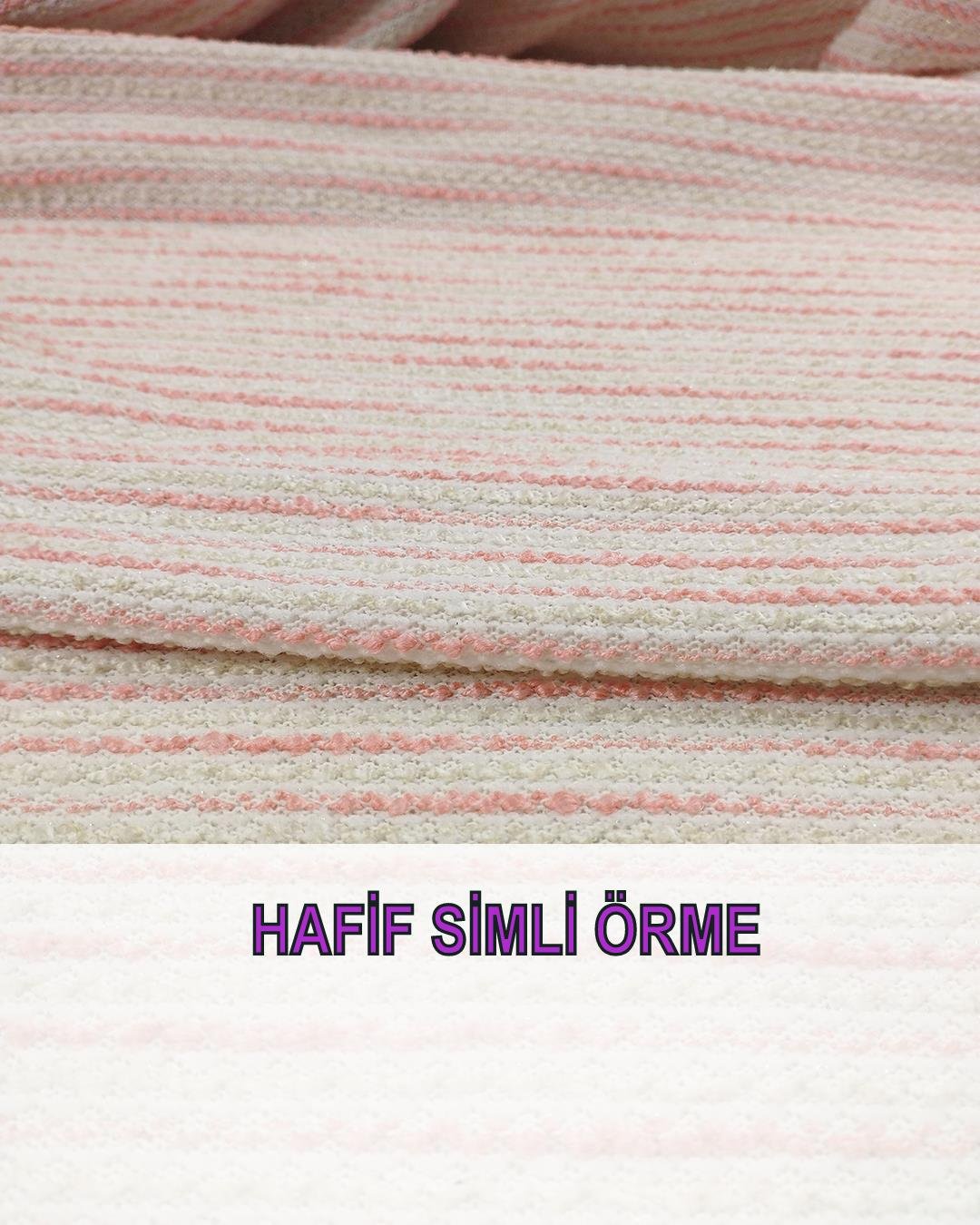 Simli Örme Krem Pembe Renklerde En: 130 cm