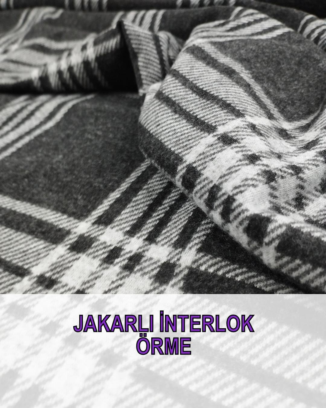 Siyah Gri Renklerde Jakarlı Örme (En 140 cm x Boy 260 cm)