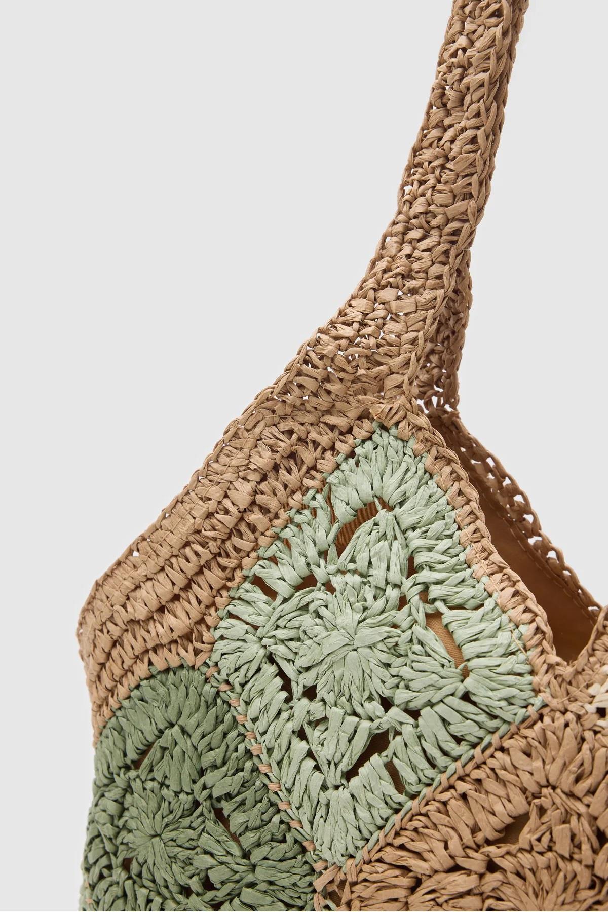 Bohemian Chic Tote Mozaik Hasır ÇantaÇantaİSTANGÜL BUTİK