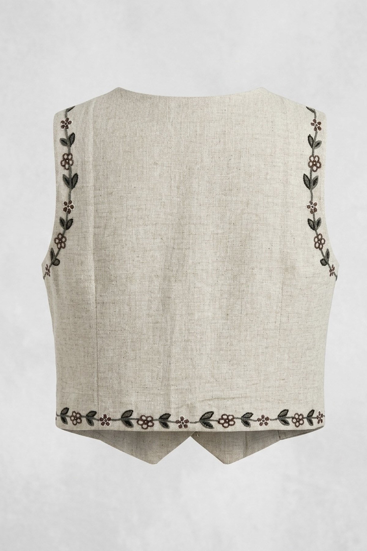 Alaçatı Çiçek Nakışlı Vintage Kadın YelekCeketİSTANGÜL BUTİK