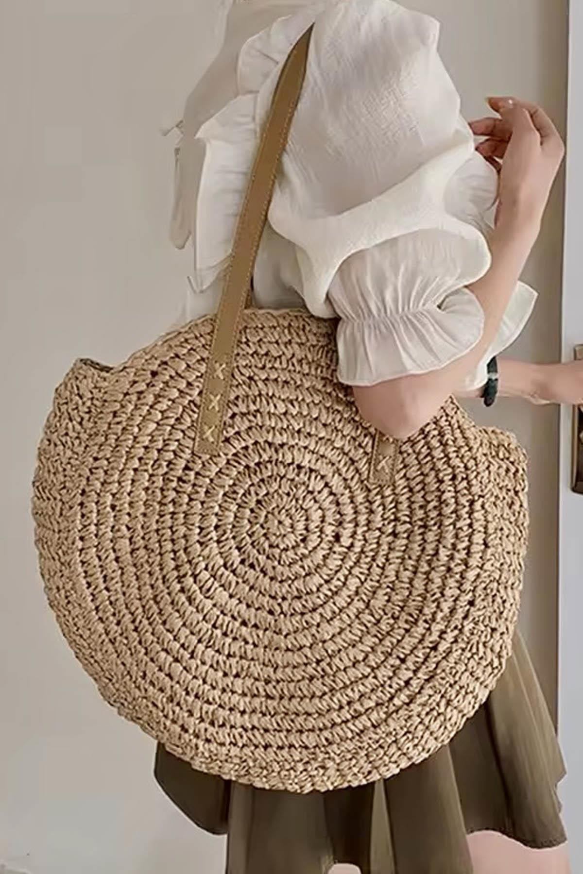 Handwoven Boho Tote Doğal Dokulu Hasır ÇantaHandwoven Boho Tote Hasır Çanta | Doğal Dokulu Yazlık Kadın ÇantaÇantaİSTANGÜL BUTİK