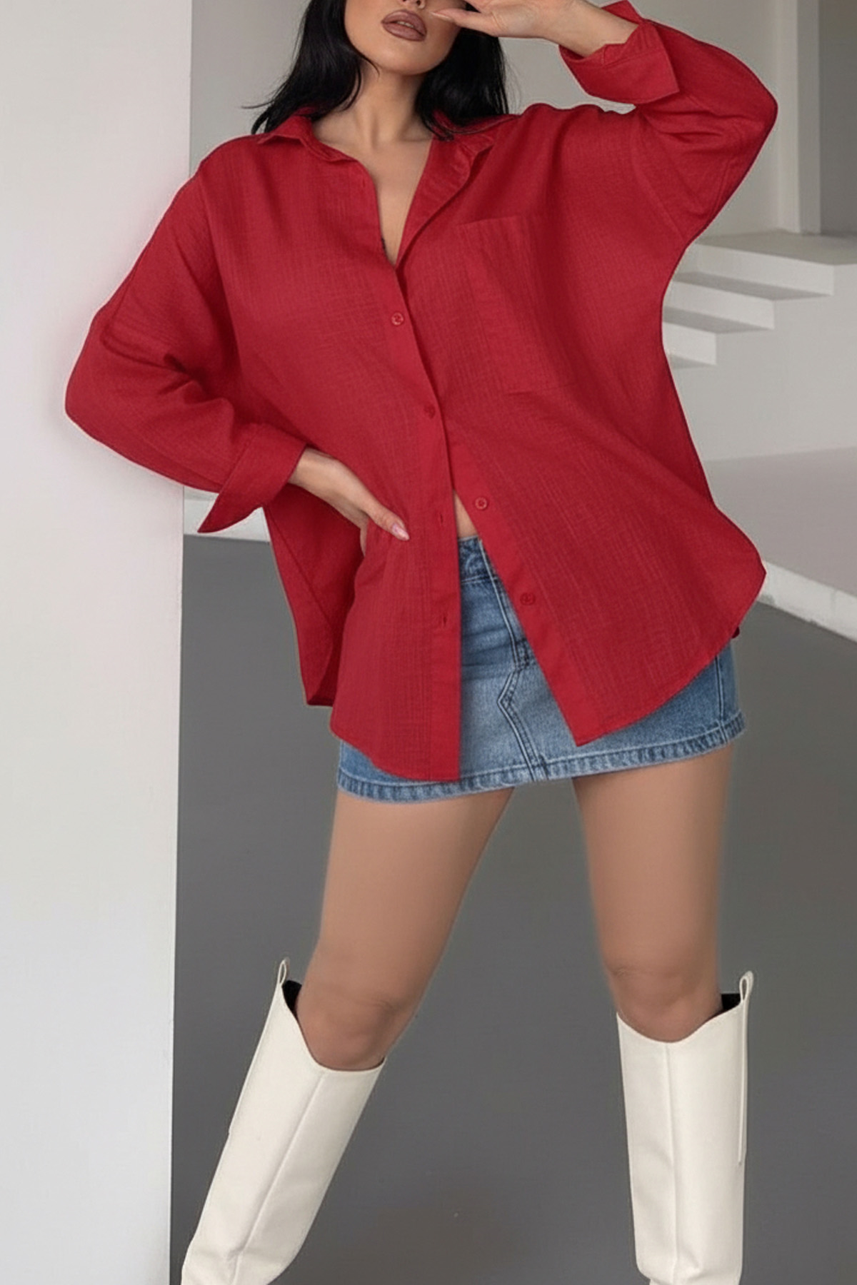 Pamuklu Keten Salaş Boyfriend Gömlekİstangulbutik.com'da aradığınız pamuklu keten salaş boyfriend gömlek modelleri en uygun fiyatlarla sizleri bekliyor! Şimdi hemen tıklayın ve şık görünümün tadını çıkarın.GömlekİSTANGÜL BUTİK