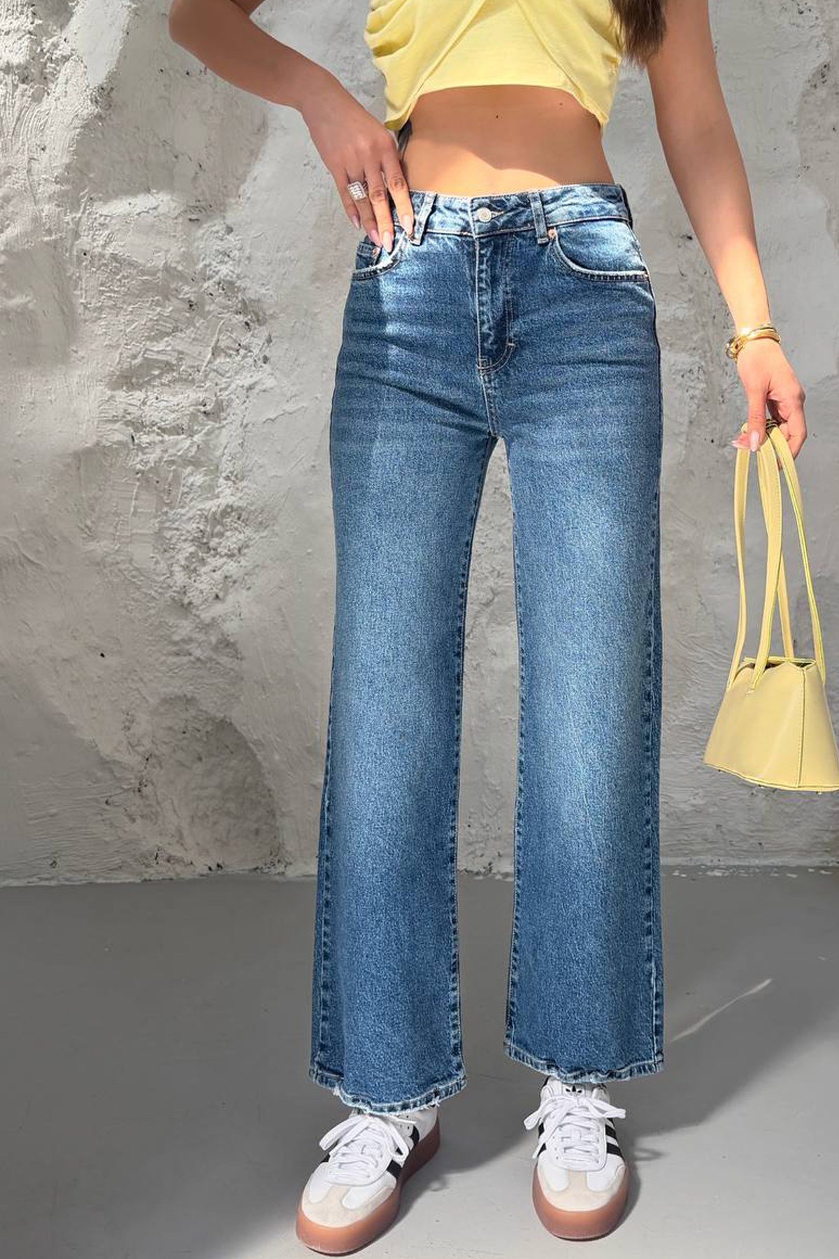 Kadın Yüksek Bel Wide Leg Cropped JeanJeanİSTANGÜL BUTİK