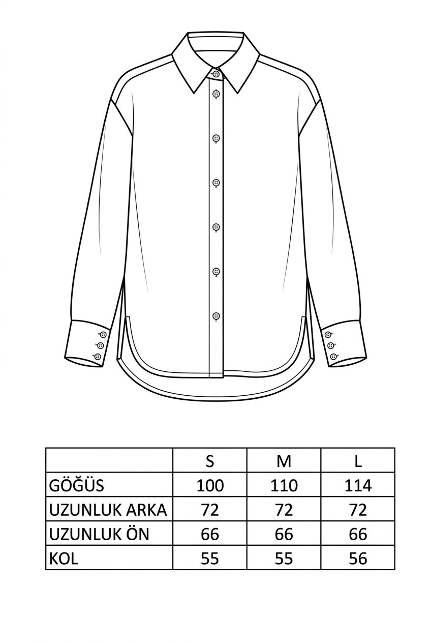 Kadın Likralı Oval Etek Uçlu Oversize GömlekKadın Pamuklu Likralı Oval Etek Uçlu Oversize GömlekGömlekİSTANGÜL BUTİK