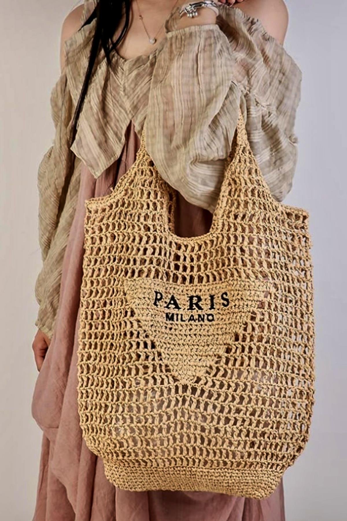 Porta di Sole XL Hasır ÇantaMilano Days Paris Breeze El Yapımı Örgü Hasır Çanta | Doğal & Şık Yaz StiliÇantaİSTANGÜL BUTİK