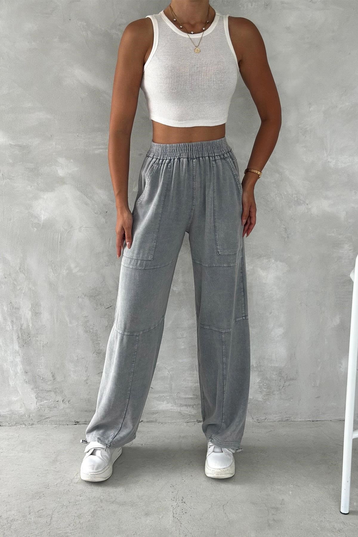 Urban Ease Yüksek Bel  Yıkamalı Paça Ayarlı Jogger Keten PantolonUrban Ease Kadın Yüksek Bel Paça Ayarlı Jogger Keten Pantolon - Yıkamalı Rahat KesimPantolonİSTANGÜL BUTİK