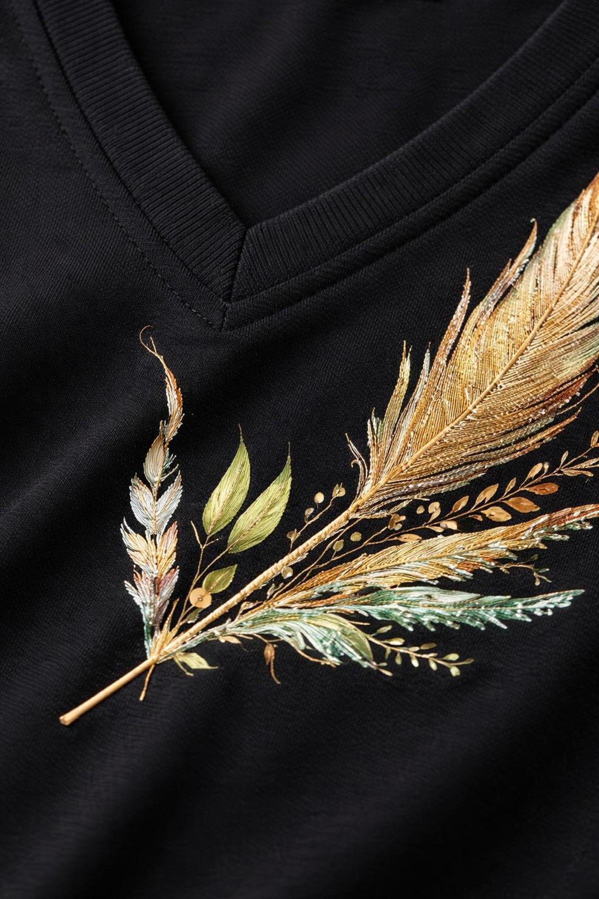 V Yaka Boho Feather Büyük Beden TişörtV Yaka Boho Feather Büyük Beden Tişört – Büyük Beden Kadın Pamuklu Üst | İstangül ButikBÜYÜK BEDEN TİŞÖRTİSTANGÜL BUTİK