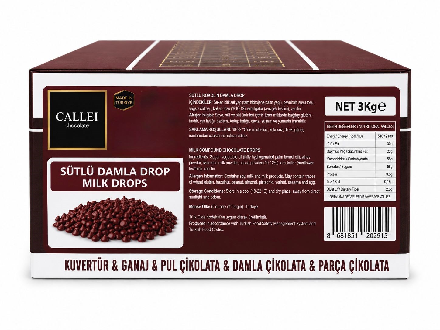 Callei Sütlü Damla Drop 3 kg