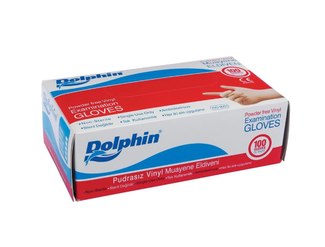 Dolphin Vinil Eldiven Pudrasız Medium 100'lü