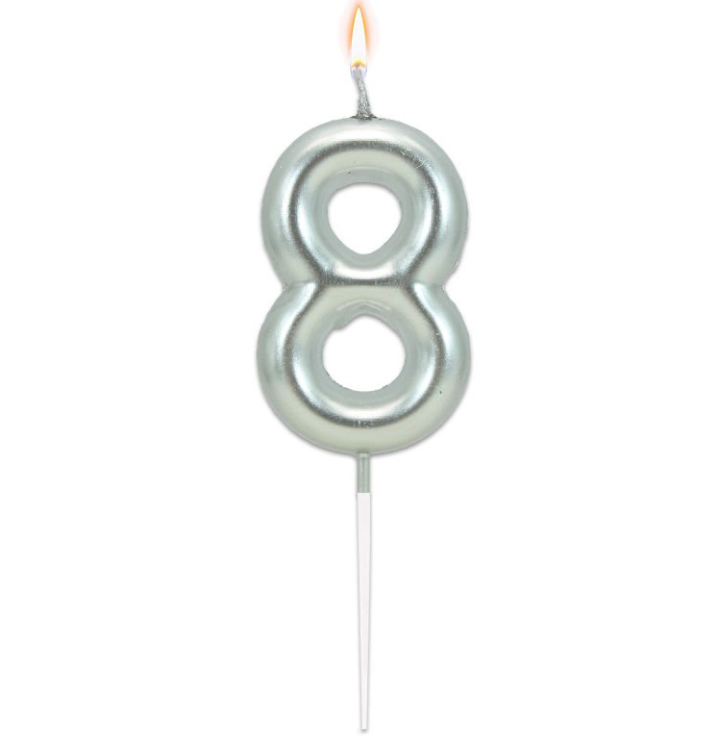 Gümüş Mum Rakamlı No:8